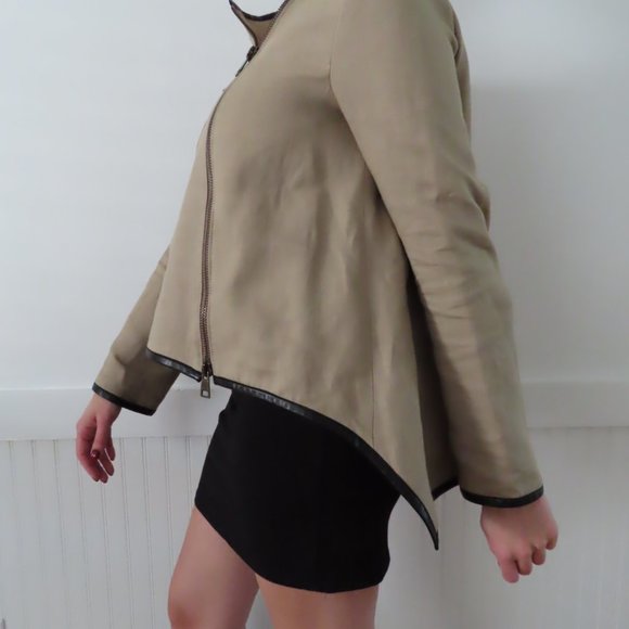 Derek Lam Linen and Leather Moto Jacket - Picture 3 of 9